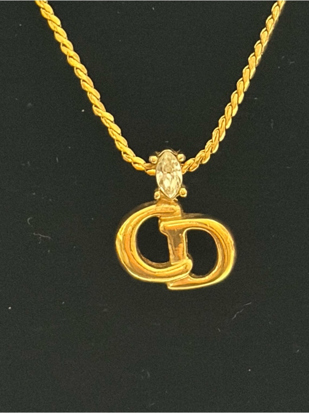Dior Gold Double 'D' Interlocking Pendant Necklace